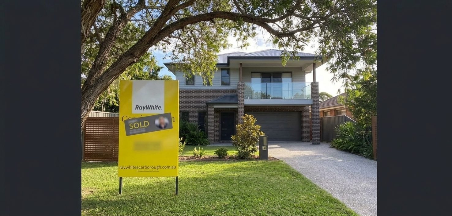 House with Sold board, Port Botany